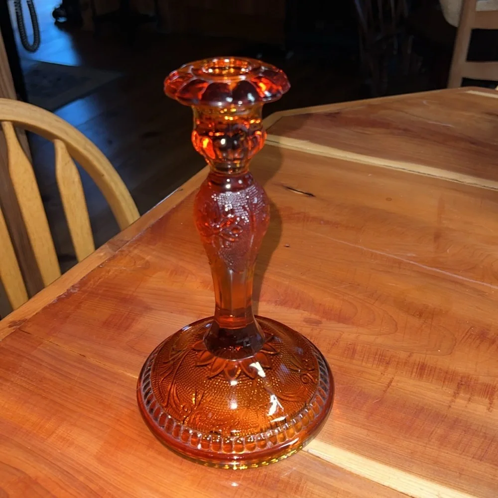 Vintage Tiara Amber Sandwich Glass 9